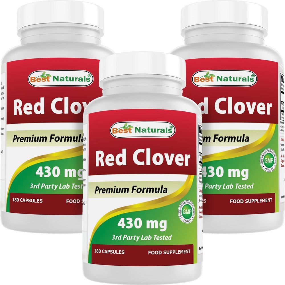 Best Naturals Red Clover 430 mg 180 Capsules (180 Count (Pack of 3))
