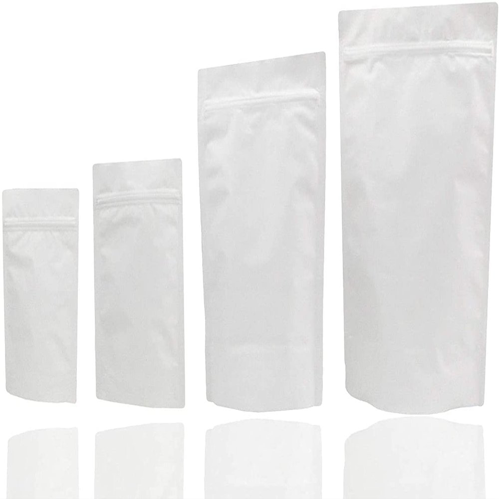 Jamo Solutions | 50pcs, 750ml | Heat Seal White Aluminium Foil Stand Up Bags / Pouches Zip Lock Bag Food Grade (160x270mm)