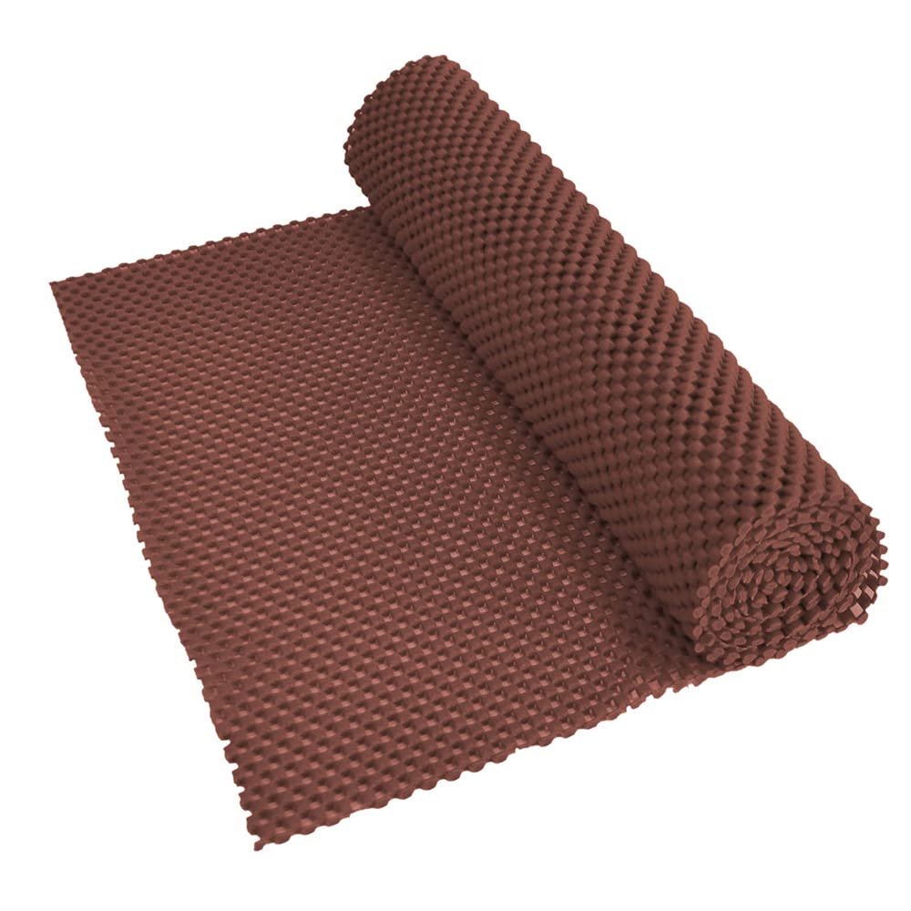 Brown Durable Anti-Slip Fabric - 150cm x 30cm PVC Roll - Waterproof - Cut to Size - Shelf Tray & Drawer Liner - Provides Firm Grip