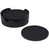 Black Anti-Slip Silicone Table Coaster Set - Six Cup Coasters and Storage Holder - Easy to Clean - Furniture & Countertop Protection - Perfect for Cups & Glasses view 1