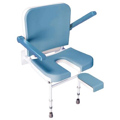 2-in-1 Deluxe Wall Mounted Shower Seat - Foldable Design - Front Cutaway - 190kg (30 Stone) Weight Limit - Easy to Clean - Removable Padded Seat & Back