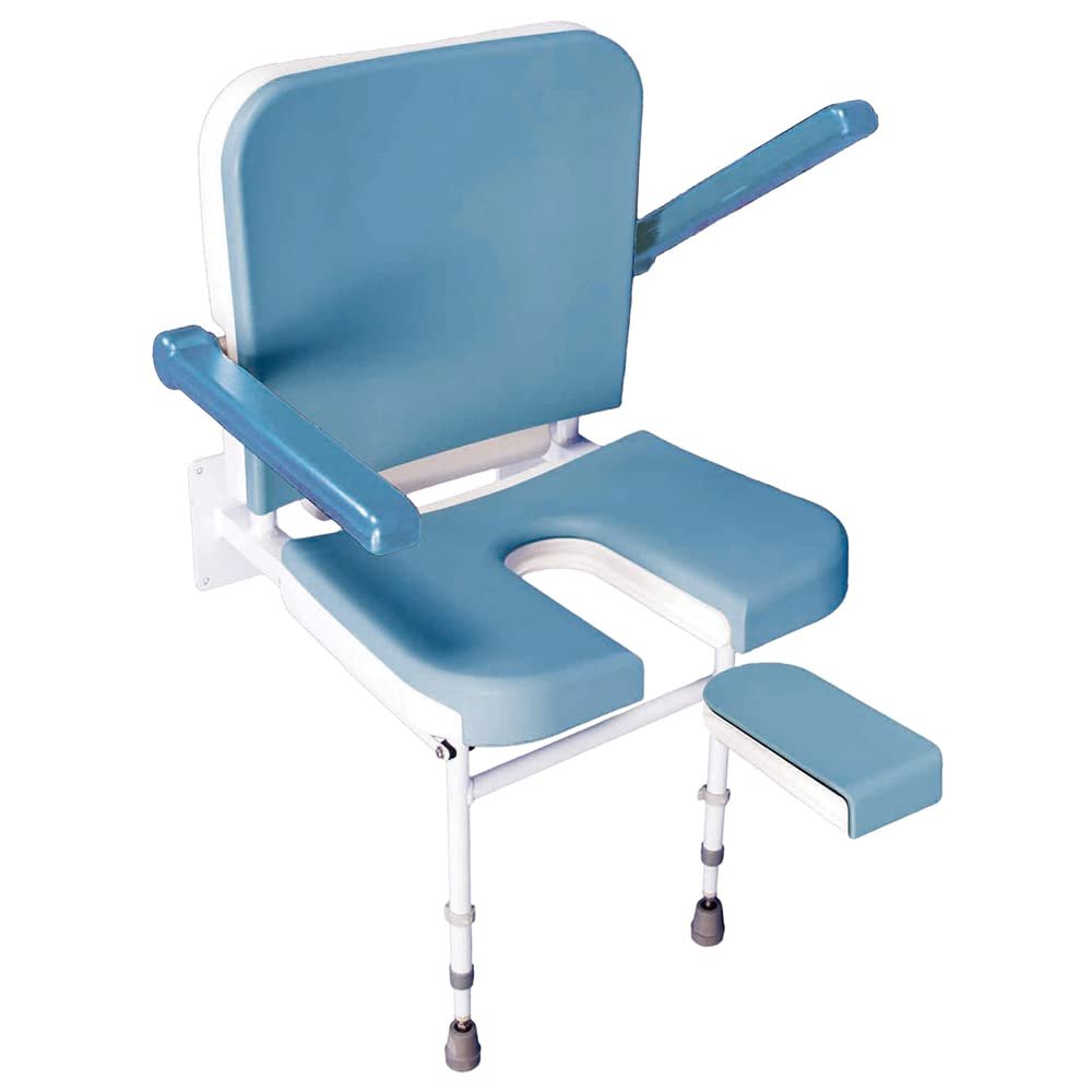 2-in-1 Deluxe Wall Mounted Shower Seat - Foldable Design - Front Cutaway - 190kg (30 Stone) Weight Limit - Easy to Clean - Removable Padded Seat & Back