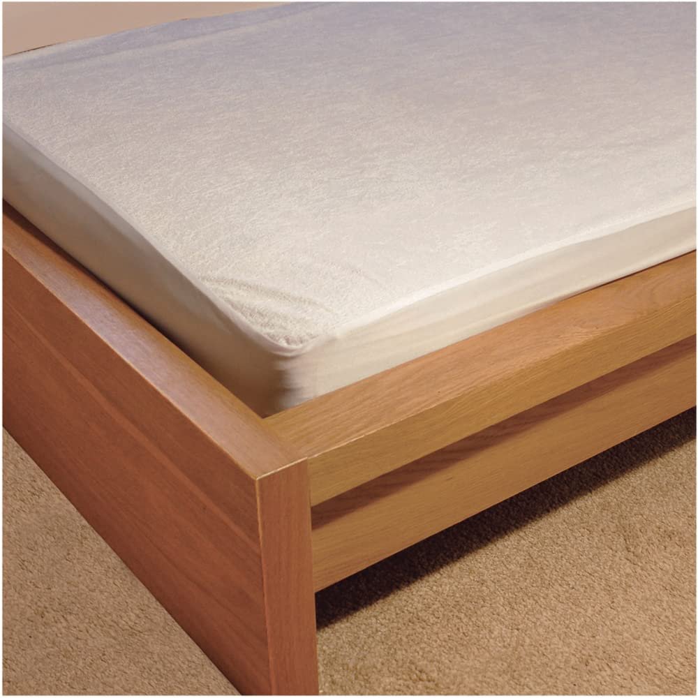 Anti-Allergenic Waterproof Mattress Protector - King Size - Machine Washable White Terry Fabric - Anti Bacterial Backing - Bedding Protection