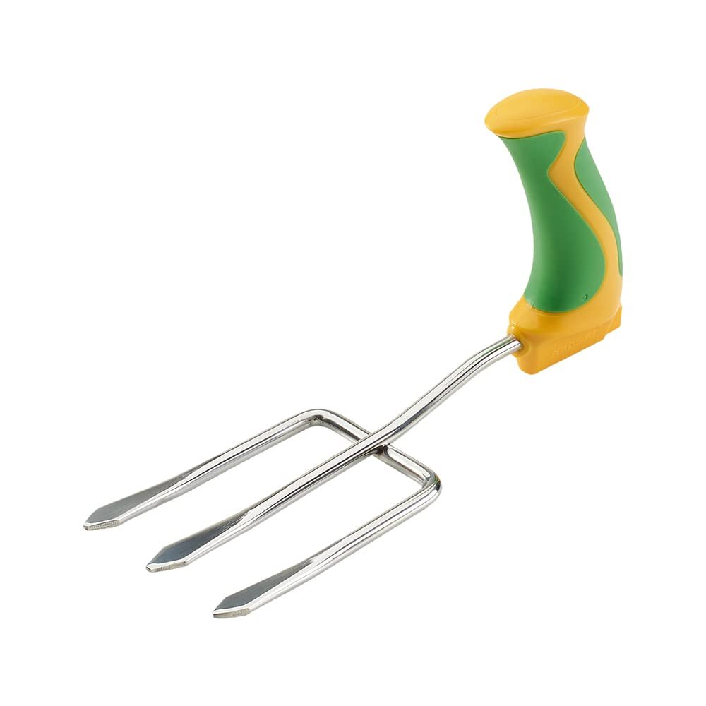 Ergonomically Handled Garden Fork - Reduces Wrist Stress - Gardening Tool Aid - Optional Arm Support Cuff - Easily Aerate & Turn Soil