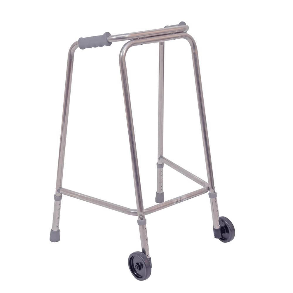 Ultra Narrow Walking Frame with Wheels - Slim Design - 540mm Width - Paediatric - Lightweight Aluminium - Non-Slip Rubber Ferrules - Ergonomic Hand Grips - Rehabilitation Walking Aid