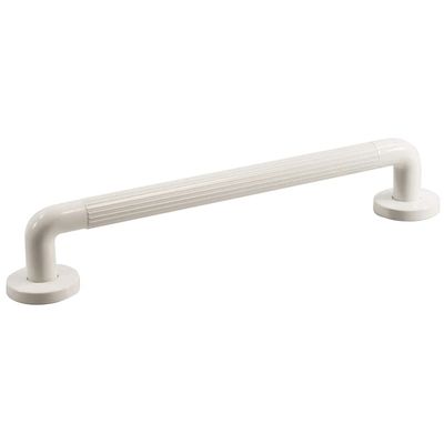 Ribbed UPVC Plastic Bathroom Wall Grab Bar - 450mm Length - Reinforced Fixings - Cover Caps - Wall Support Mobility Bar Handle
