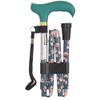 Deluxe Ambidextrous Foldable Walking Cane - 5 Adjustable Height Settings - Emerald Floral Design - Non-Slip Rubber Ferrule - Wrist Strap - 110kg (16 Stone) Weight Limit view 3