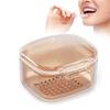Retainer Case Kit with Strainer, Large Mouth Guard Case with Mirror, Denture Case for Cleaning, Orthodontic Dental Retainer Box  Light and Portable (Khaki) view 1