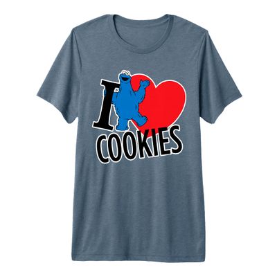 Sesame Street Cookie Monster I Heart Cookies Premium T-Shirt