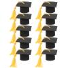 10pcs Mini Graduation Cap Bottle Toppers Graduation Hat Wine Toppers Cover with Tassel Cake Topper Decoration for 2023 Graduation Party Supplies Yellow view 1