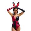 MrKnight Womens Sexy Bunny Romper One Piece Underbust Corset Lingerie Bodysuit Senpai Cosplay Anime Role Costume Stockings Set (XX-Large, Red&Black) view 1