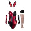 MrKnight Womens Sexy Bunny Romper One Piece Underbust Corset Lingerie Bodysuit Senpai Cosplay Anime Role Costume Stockings Set (XX-Large, Red&Black) view 2