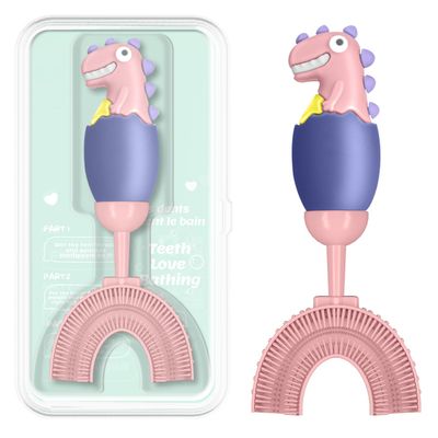 ZMRZ U-Shaped Toothbrush for Kids Ages 2-7Soft Food-Grade Silicone for Sensitive Gums360 Teeth Cleaning DesignTraining & Travel-Friendly Toddler's Toothbrush (Purple, U Shaped)