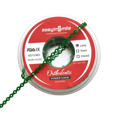 SNAWOP Dental Orthodontic Power Chain Multicolor Spool Elastic Rubber Bands for Teeth Braces (Long, Green)