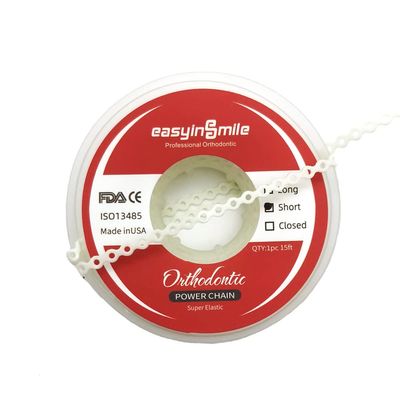 SNAWOP Dental Orthodontic Power Chain Multicolor Spool Elastic Rubber Bands for Teeth Braces (Short, White)