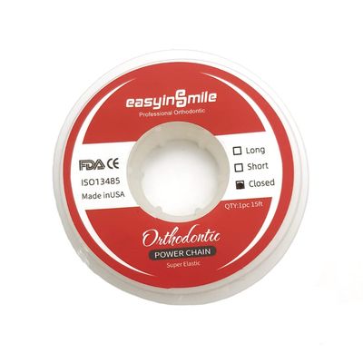 SNAWOP Dental Orthodontic Power Chain Multicolor Spool Elastic Rubber Bands for Teeth Braces (Closed, Clear)