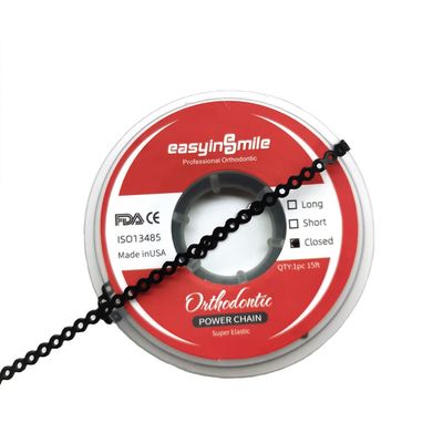 SNAWOP Dental Orthodontic Power Chain Multicolor Spool Elastic Rubber Bands for Teeth Braces (Closed, Black)