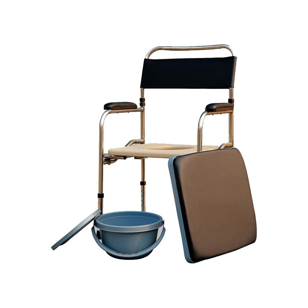 Folding Lightweight Commode Folding Bedside Commode Chair Stainless Steel Travel Toilet Seat Heavy Duty Shower Chair with Backrest And Armrests For Elderly Commode Toilet Chair Seat ( Color : A ) (A )