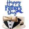 1 Pack Happy Father's Day Cake Topper Glitter Love Dad Cake Pick Super Dad Moustache Cake Decoration for Happy Father's day Theme Men Birthday Party Supplies Blue view 1