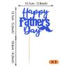 1 Pack Happy Father's Day Cake Topper Glitter Love Dad Cake Pick Super Dad Moustache Cake Decoration for Happy Father's day Theme Men Birthday Party Supplies Blue view 2