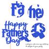 1 Pack Happy Father's Day Cake Topper Glitter Love Dad Cake Pick Super Dad Moustache Cake Decoration for Happy Father's day Theme Men Birthday Party Supplies Blue view 3