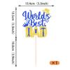 1 Pack Happy Father's Day Cake Topper Glitter World's Best Dad Cake Pick Hat Tool Love Dad Cake Decoration for Happy Father's day Theme Men Birthday Party Supplies Blue view 2