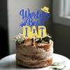 1 Pack Happy Father's Day Cake Topper Glitter World's Best Dad Cake Pick Hat Tool Love Dad Cake Decoration for Happy Father's day Theme Men Birthday Party Supplies Blue view 4