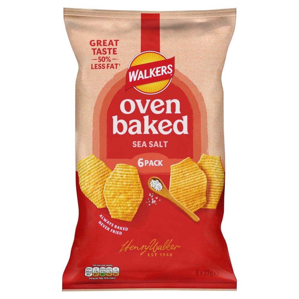 Walkers Baked Snacks Sea Salt 6 x 22g