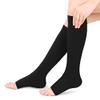 Open Toe Compression Socks for Men Women, Compression Stockings for Flight Pregnancy Travel Work Varicose Veins, 20-30 mmHg Graduated Support Knee High Calf Compression Sleeves(XL-Black) view 3