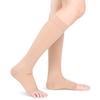 Compression Socks for Men Women, Open Toe Compression Stockings for Flight Pregnancy Travel Work Varicose Veins, 20-30 mmHg Graduated Support Below Knee Calf Compression Sleeves(L-Skin) view 1