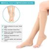 Compression Socks for Men Women, Open Toe Compression Stockings for Flight Pregnancy Travel Work Varicose Veins, 20-30 mmHg Graduated Support Below Knee Calf Compression Sleeves(L-Skin) view 4