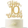 Happy 10th Birthday Cake Topper Gold Glitter, 10th Birthday Cake Topper, 10 Cake Topper, Cheers to 10 Years Cake Topper, Double Digits 10th Cake Topper 10th Birthday Party Decorations