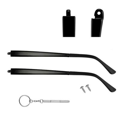 1 Pair TR90 Bright Black Glasses Replacement Glasses Replacement Temple Eyeglasses Arms Legs and 3-in-1 Screwdriver