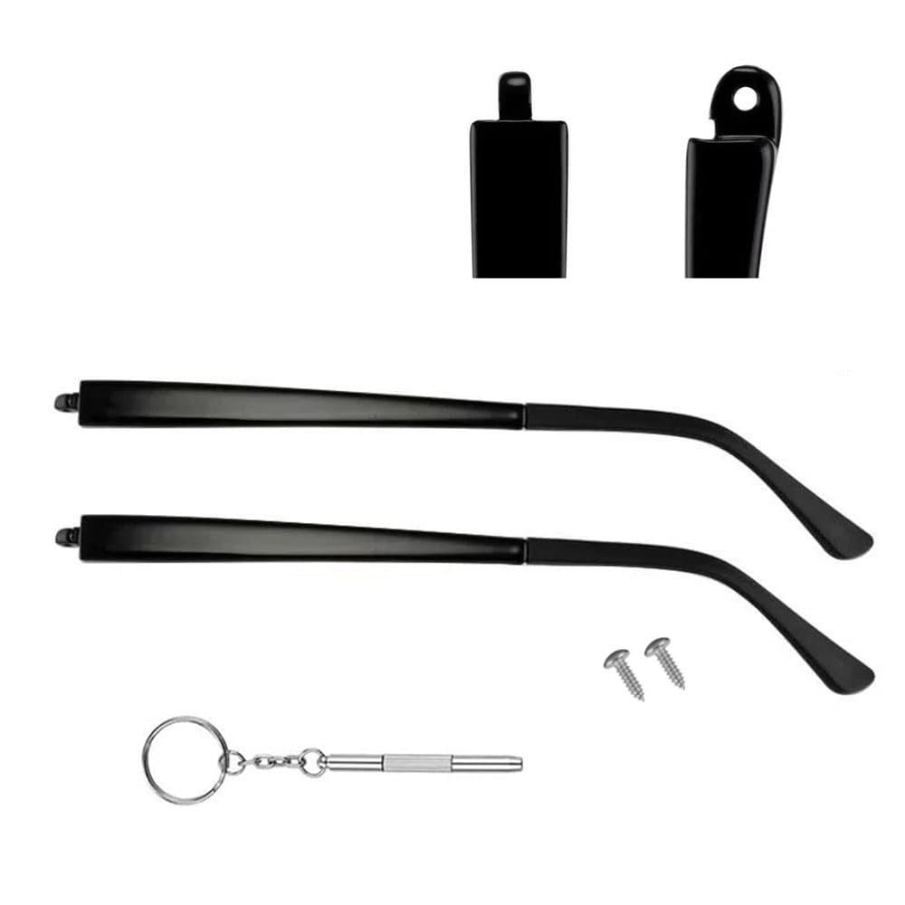 1 Pair TR90 Bright Black Glasses Replacement Glasses Replacement Temple Eyeglasses Arms Legs and 3-in-1 Screwdriver