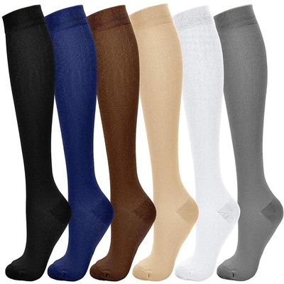  6 Pairs Compression Socks for Women & Men for, Nursing, Running & Fitness, Edema, Diabetic, Varicose Veins, Travel & Flight