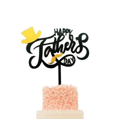 10 Pcs Happy Father's Day Black Gold Acrylic Cake Topper New Party Cake For Birthday Cake Decoration Dad Party Supplies