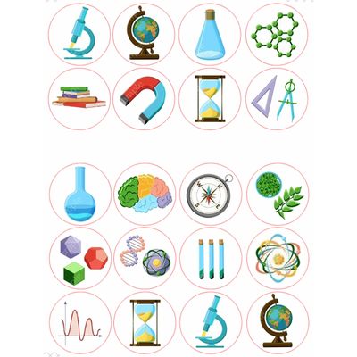 20 x Pre-Cut Scientist Science Round Edible Wafer Cupcake Toppers Cake Decoration