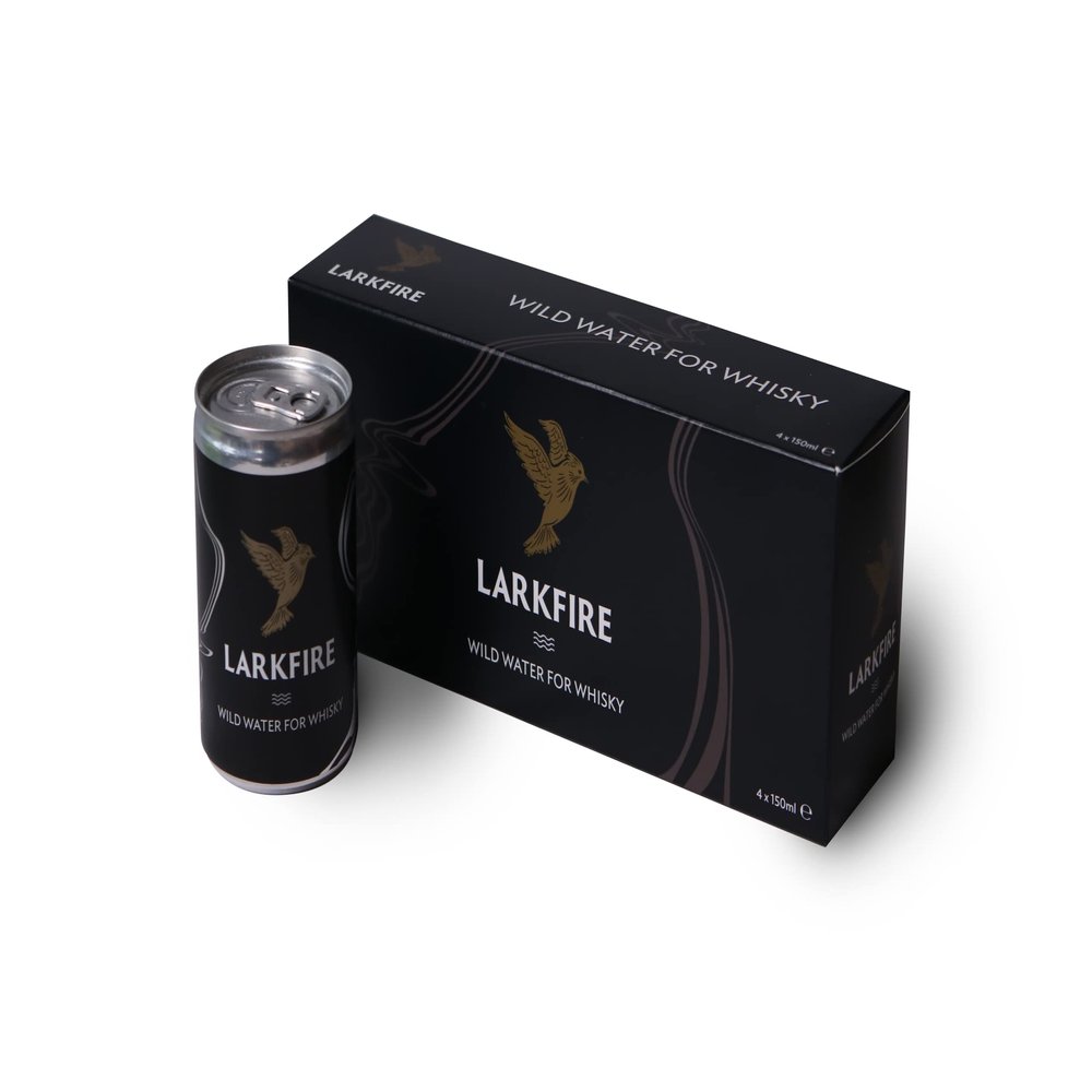 Larkfire Wild Water for Whisky - Soft pure water from the Isle of Lewis in Scotland - Add to whisky to enjoy the full flavour - 4 x 150ml cans