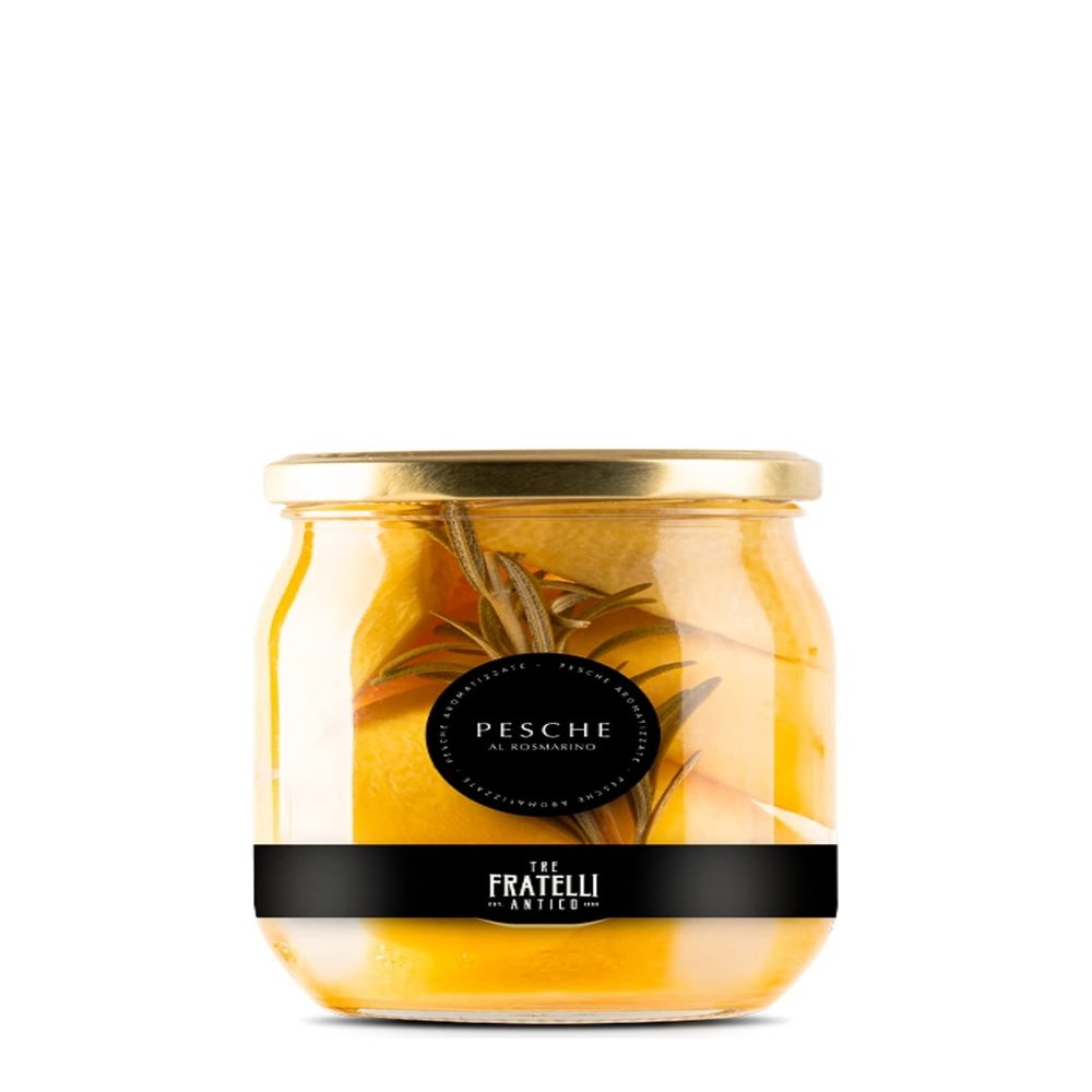 Rosemary Flavoured Peaches 500 gr. - Tre fratelli
