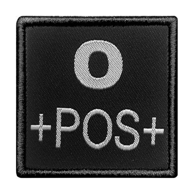 A10 Equipment Positive Blood Group Embroidered on Black Fabric Patch, 5 x 5 cm Unisex, Black, 5 x 5 cm