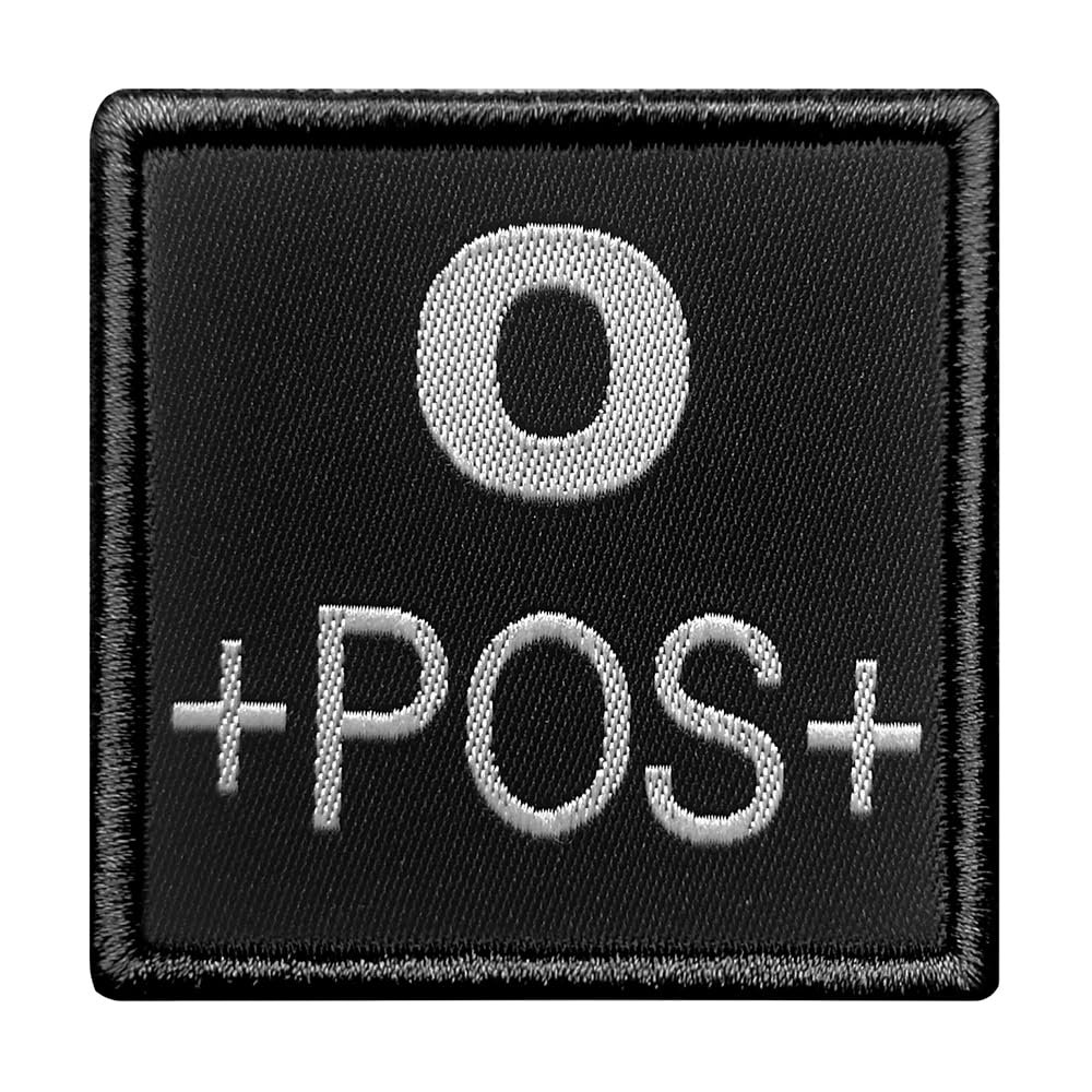 A10 Equipment Positive Blood Group Embroidered on Black Fabric Patch, 5 x 5 cm Unisex, Black, 5 x 5 cm
