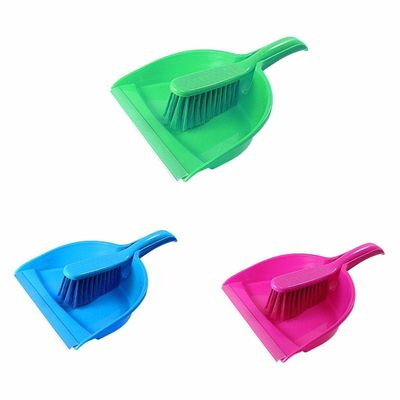 YSAMAX 1 Pc Assorted Colours Plastic Dustpan & Brush for Cleaning Home, Kitchen and Office, Rubber Bristles & Squeegee Edge, Scratch Free, Suitable for Worktops & Hard Floors
