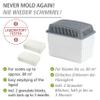 Moisture Killer with 2 x 1kg Granules Block, Dehumidifier, Holds up to 1.4 Litres of Moisture, Laboratory Tested, Refillable, Reduces Mould & Odours, 24 x 16 x 15 cm, White/Grey view 3
