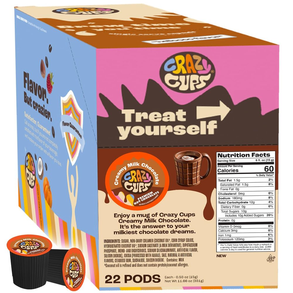 Crazy Cups Creamy Milk Hot Chocolate; 17g per K-cup; 22ct