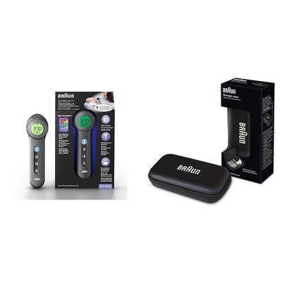 Braun Healthcare BNT400B No Touch + Touch thermometer with Age Precision Black edition & Braun Protective Storage Case for Braun ThermoScan Ear Thermometers, BIT000CBEU
