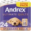 Andrex Ultimate Quilts Toilet Tissue 24 Rolls, Air Pocket Technology for Soft, Thick Sheets - 4 Quilted Toilet Rolls x 6 Packs, FSC Certified view 1