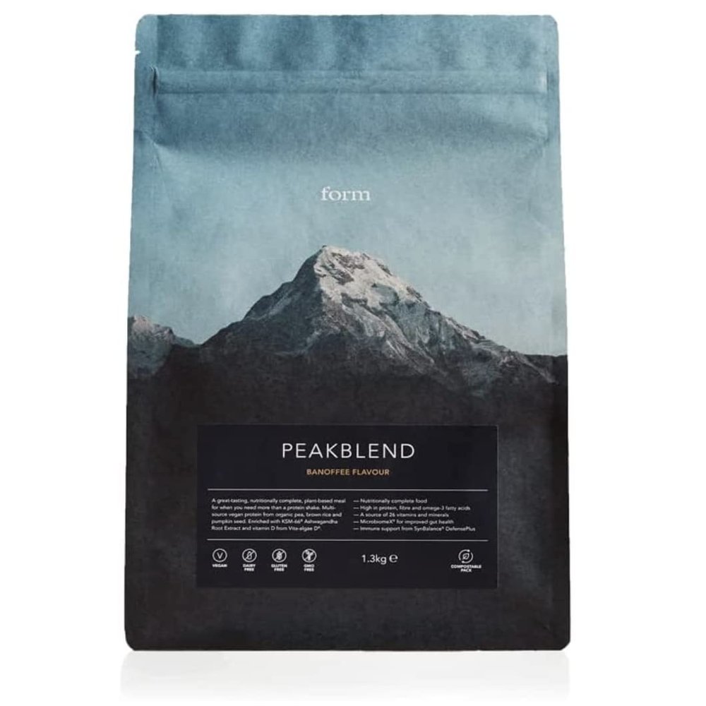 Form Peakblend - Vegan Meal Replacement Shacke - 34g of plant based protein per serving - Nutritionally complete | 26 vitamins & minerals | No artificial flavours, no artificial sweeteners (Banoffee)
