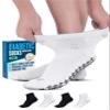 Doctor's Select Diabetic Ankle Socks with Grippers for Men and Women - 4 Pair 1/4 Length Neuropathy Socks for Women, 2 White / 2 Black - 4 Pairs, Large view 1
