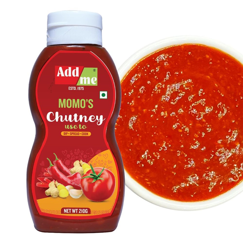 Add me Homemade Spicy Momos Chutney 210 G Red schezwan Chilli Garlic Tomato Sauce Squeeze Bottle