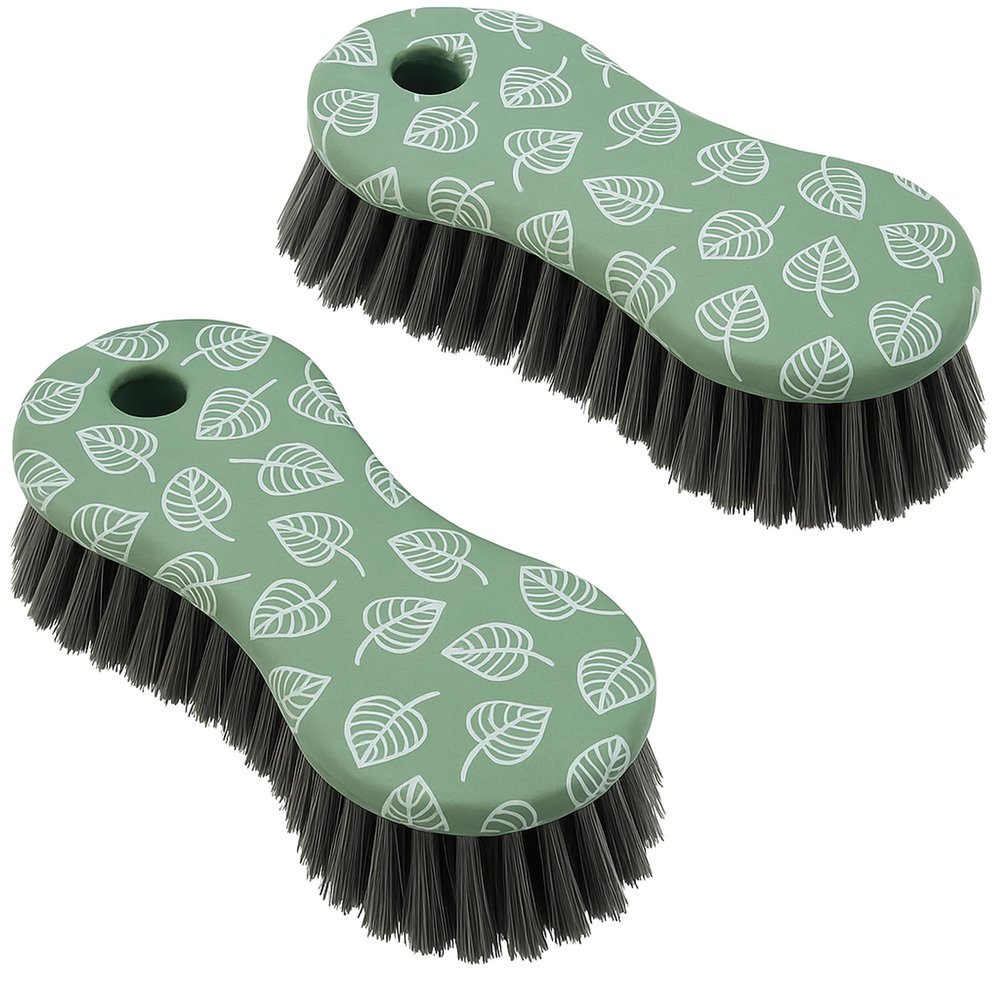 Multi-Purpose Heavy Duty Designer Printed Scrub Brush - Pack of 2 (Green)